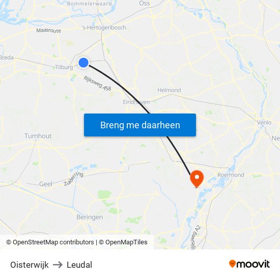 Oisterwijk to Leudal map