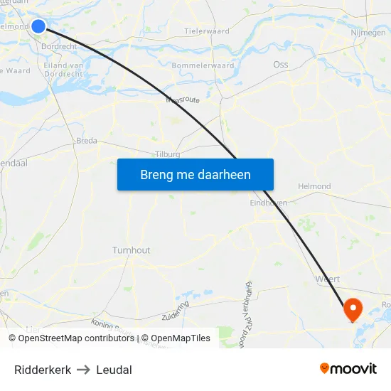 Ridderkerk to Leudal map