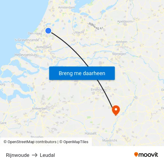 Rijnwoude to Leudal map