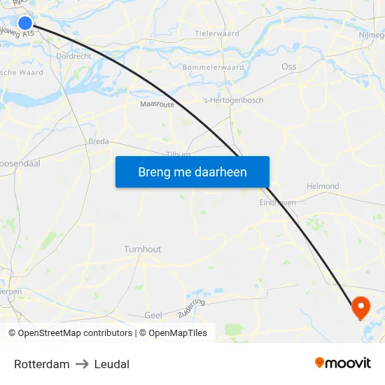 Rotterdam to Leudal map