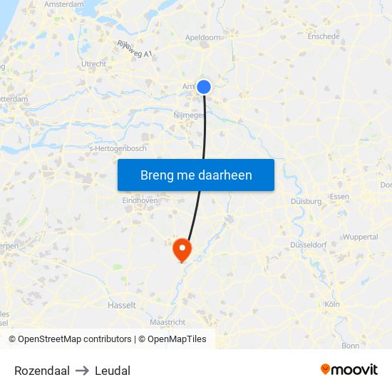 Rozendaal to Leudal map