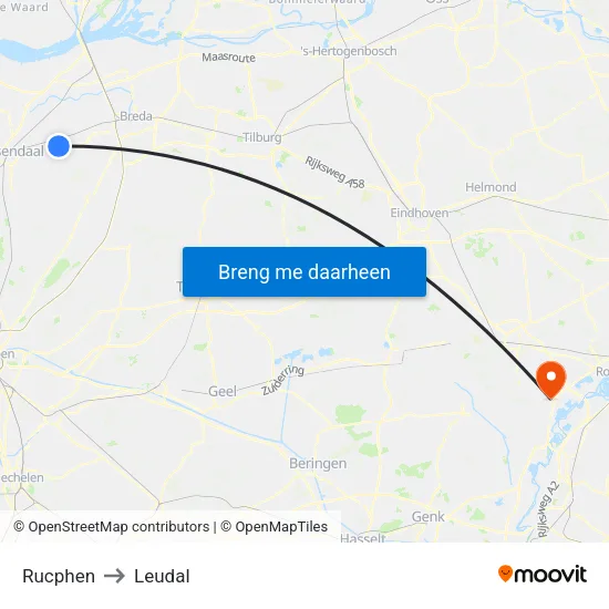 Rucphen to Leudal map