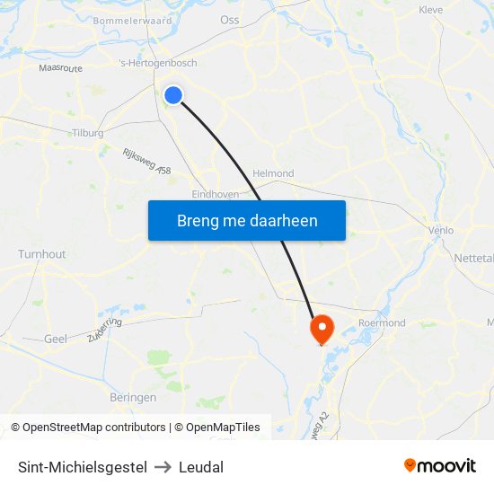 Sint-Michielsgestel to Leudal map