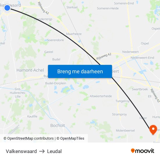 Valkenswaard to Leudal map