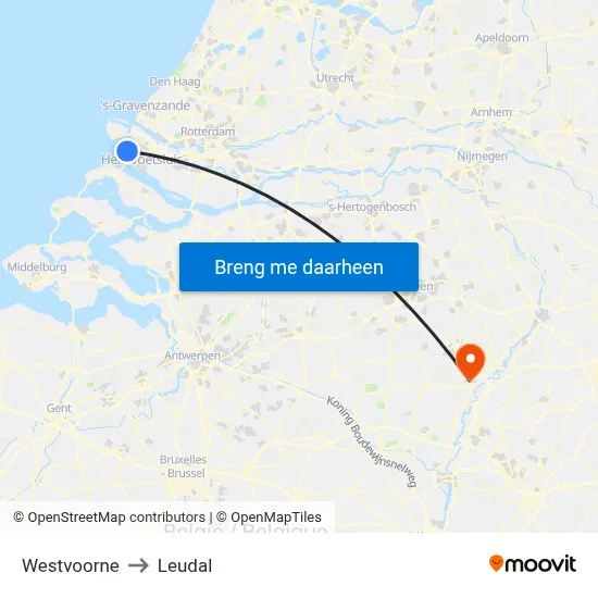 Westvoorne to Leudal map