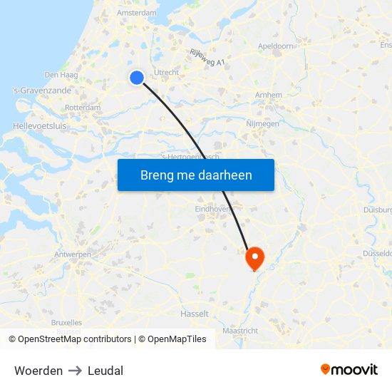 Woerden to Leudal map