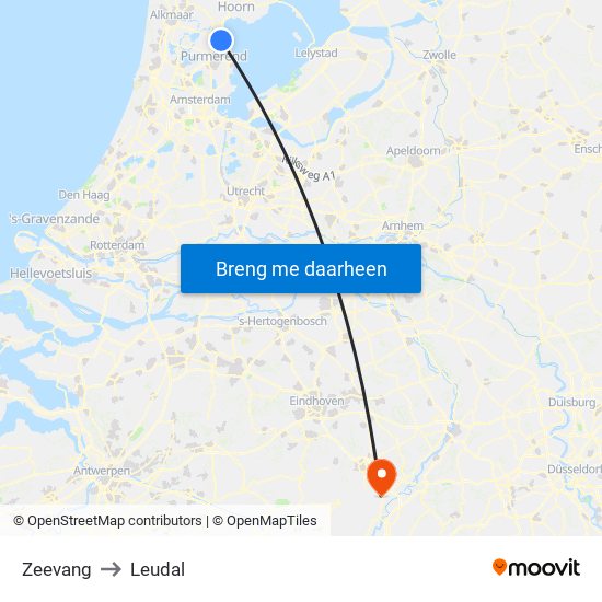 Zeevang to Leudal map