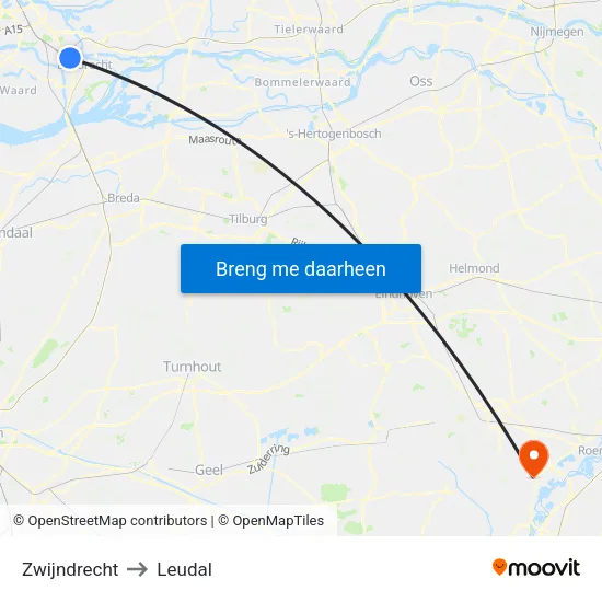 Zwijndrecht to Leudal map