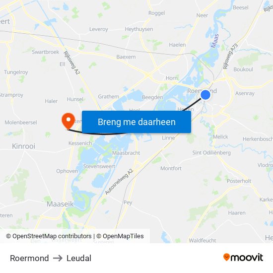 Roermond to Leudal map