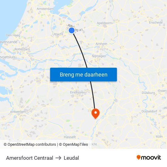 Amersfoort Centraal to Leudal map