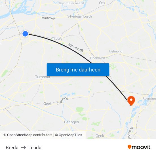 Breda to Leudal map