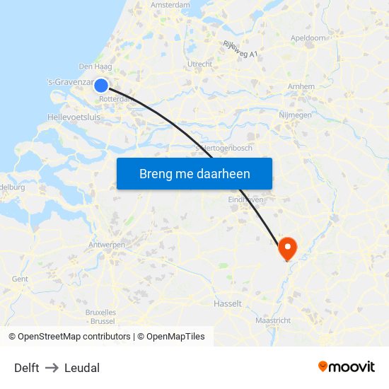 Delft to Leudal map