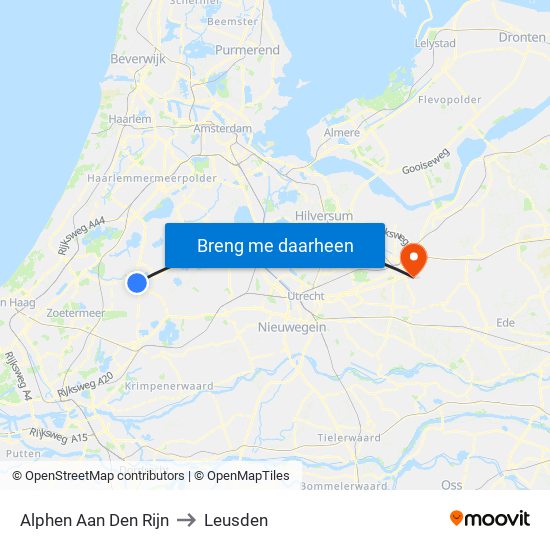 Alphen Aan Den Rijn to Leusden map