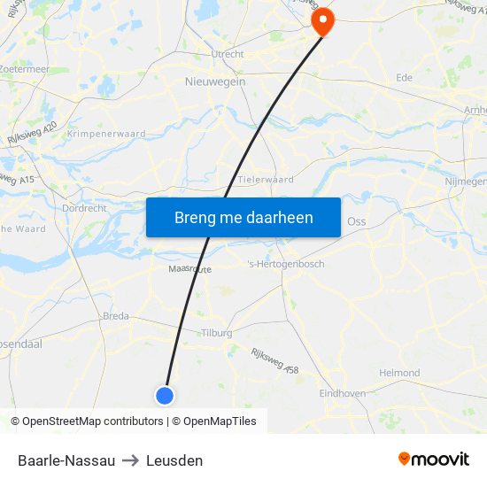 Baarle-Nassau to Leusden map