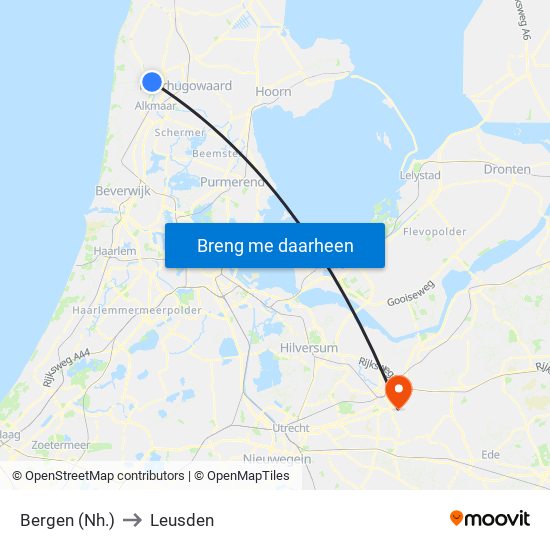 Bergen (Nh.) to Leusden map