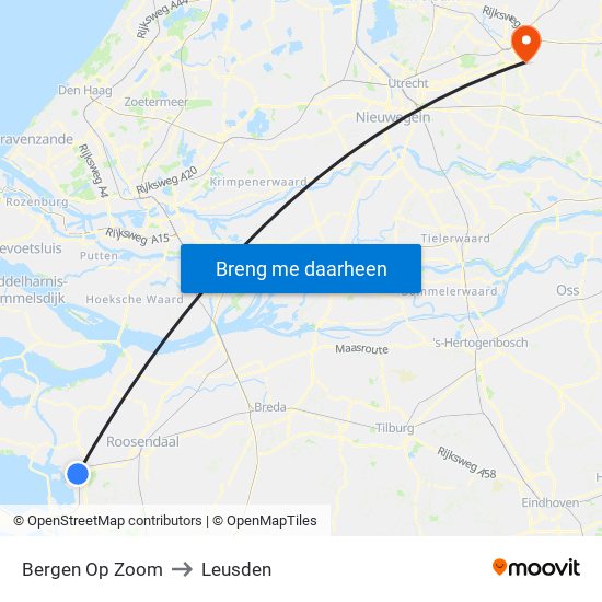 Bergen Op Zoom to Leusden map