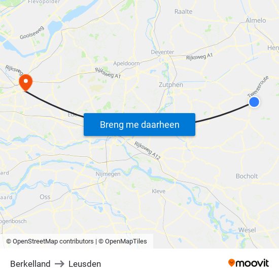 Berkelland to Leusden map