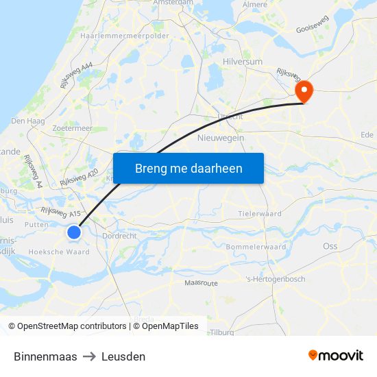 Binnenmaas to Leusden map