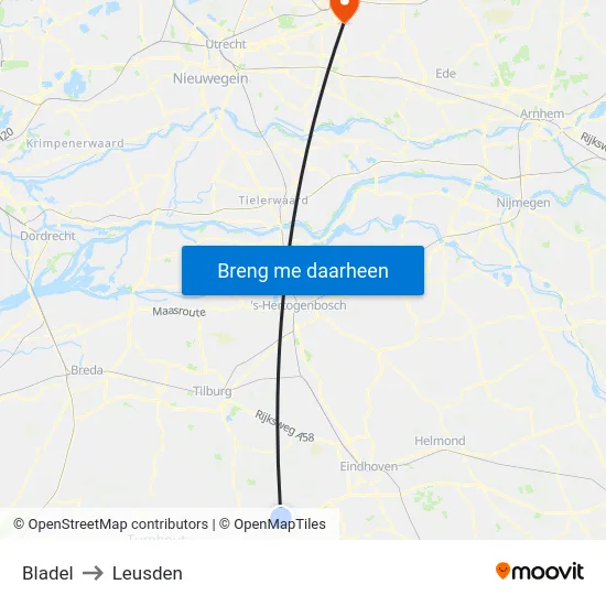 Bladel to Leusden map