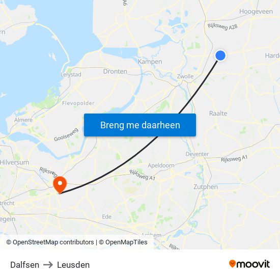 Dalfsen to Leusden map