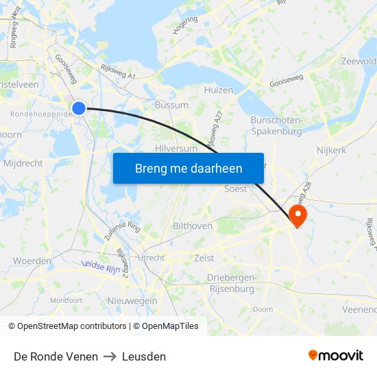 De Ronde Venen to Leusden map