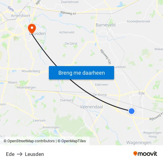 Ede to Leusden map