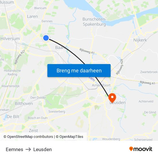 Eemnes to Leusden map