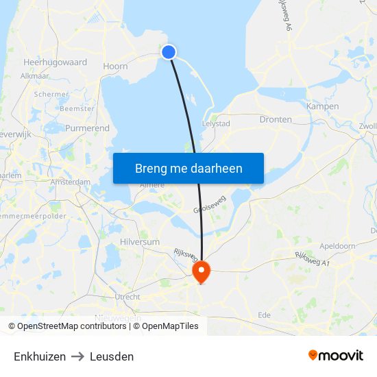 Enkhuizen to Leusden map