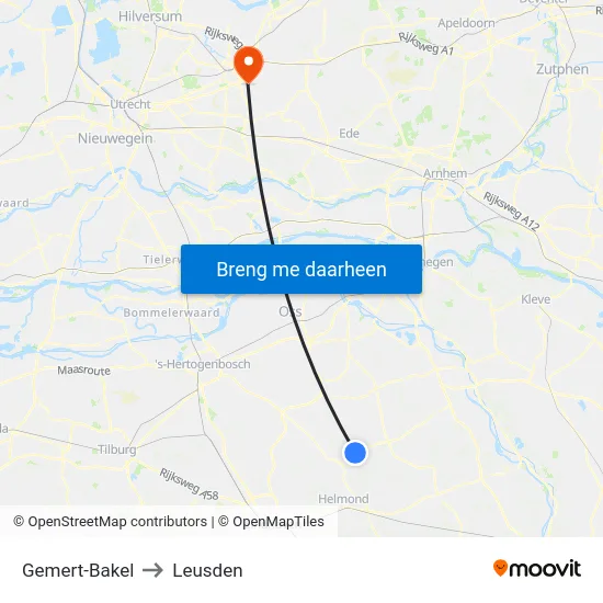 Gemert-Bakel to Leusden map