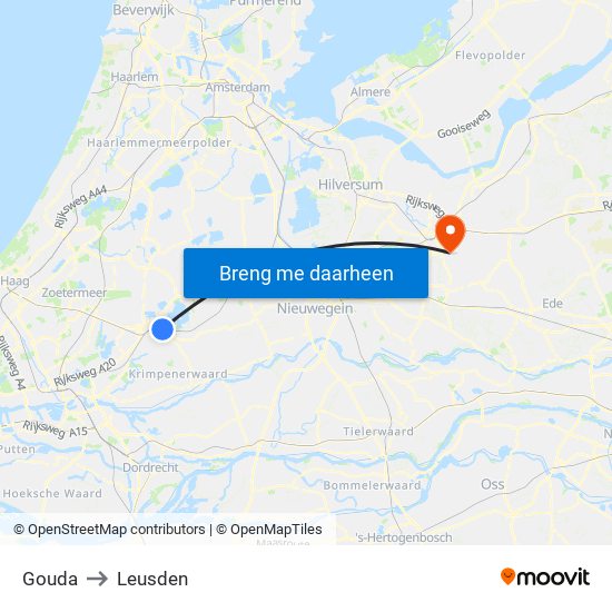 Gouda to Leusden map