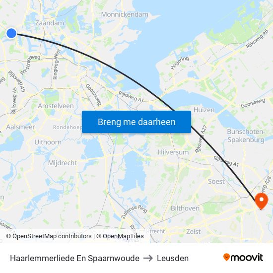 Haarlemmerliede En Spaarnwoude to Leusden map