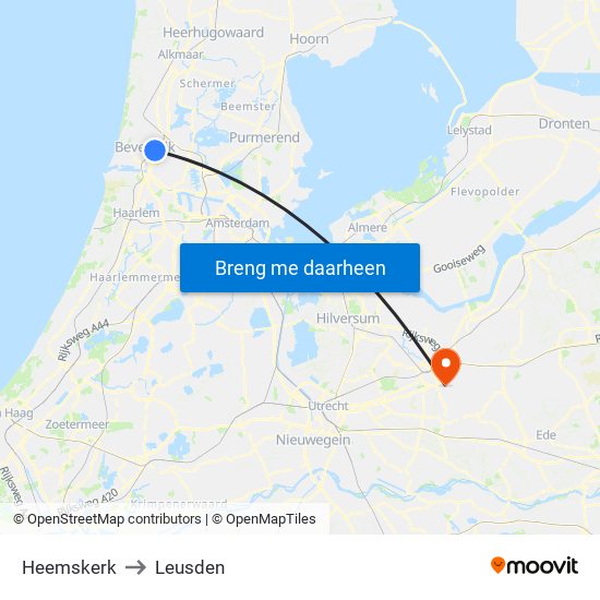 Heemskerk to Leusden map
