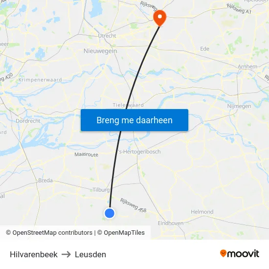 Hilvarenbeek to Leusden map
