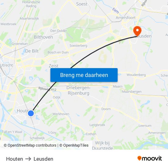 Houten to Leusden map