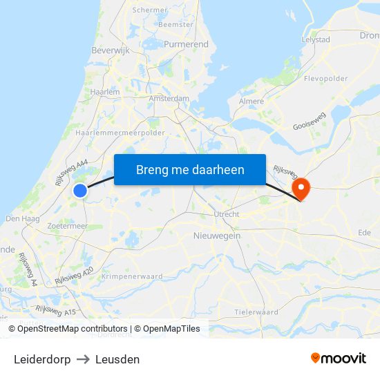 Leiderdorp to Leusden map
