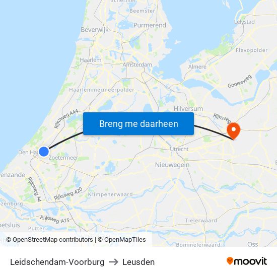 Leidschendam-Voorburg to Leusden map