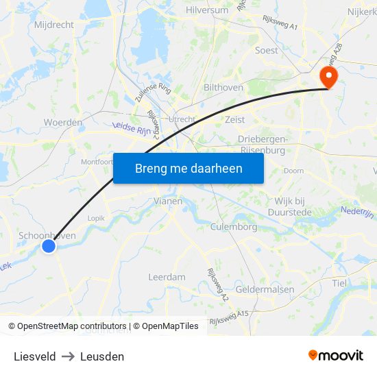Liesveld to Leusden map