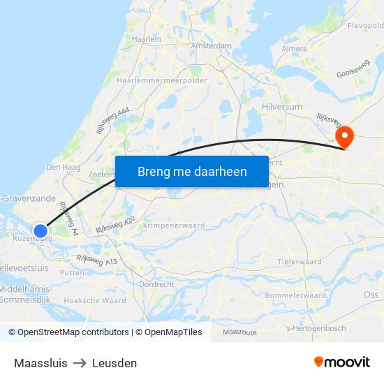 Maassluis to Leusden map