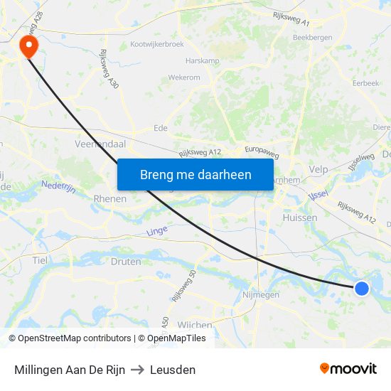 Millingen Aan De Rijn to Leusden map