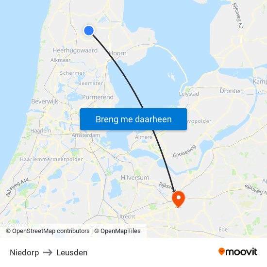 Niedorp to Leusden map