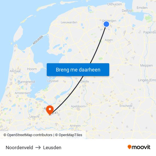 Noordenveld to Leusden map