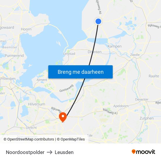 Noordoostpolder to Leusden map