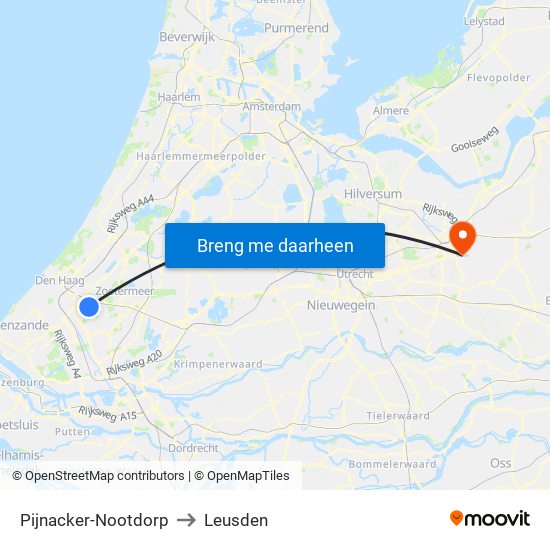 Pijnacker-Nootdorp to Leusden map