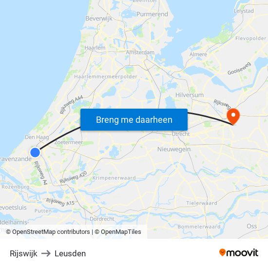 Rijswijk to Leusden map