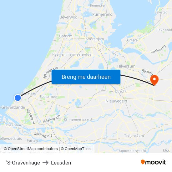 'S-Gravenhage to Leusden map
