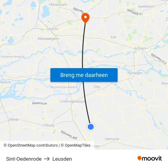 Sint-Oedenrode to Leusden map