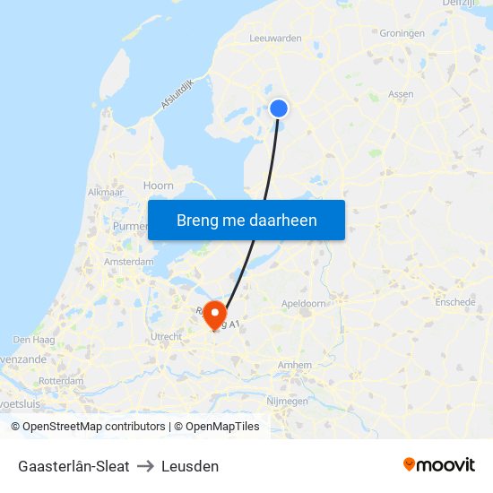 Gaasterlân-Sleat to Leusden map