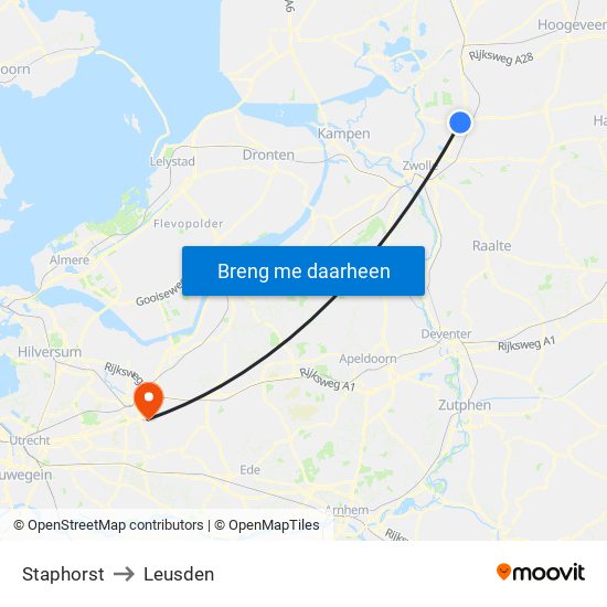 Staphorst to Leusden map