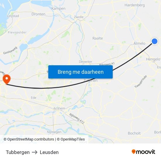 Tubbergen to Leusden map