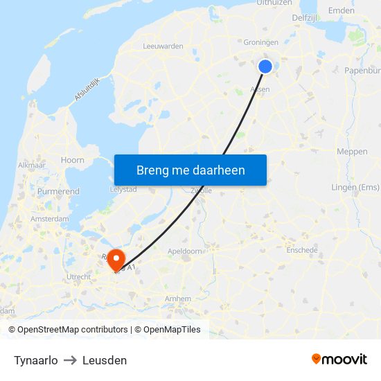 Tynaarlo to Leusden map
